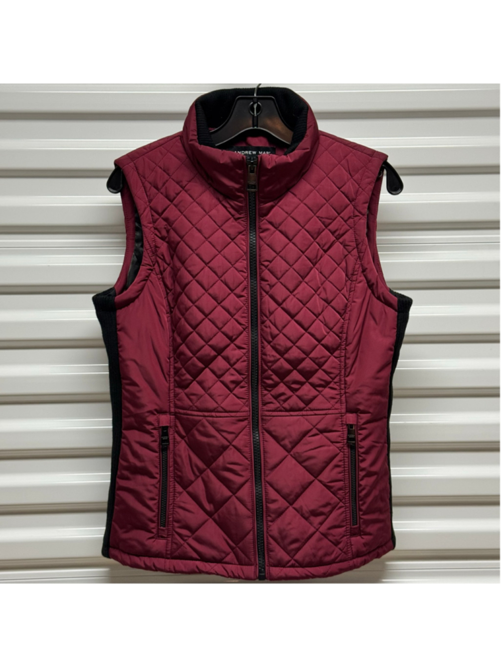 Andrew Marc Burgundy Quilted Puffer Vest Full Zip Women’s Size S